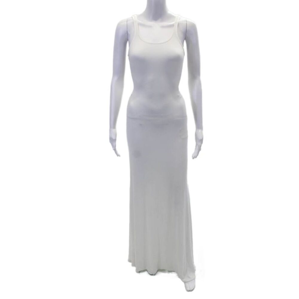 LaQuan Smith Womens Backless Gown with Train Detail - White Size L